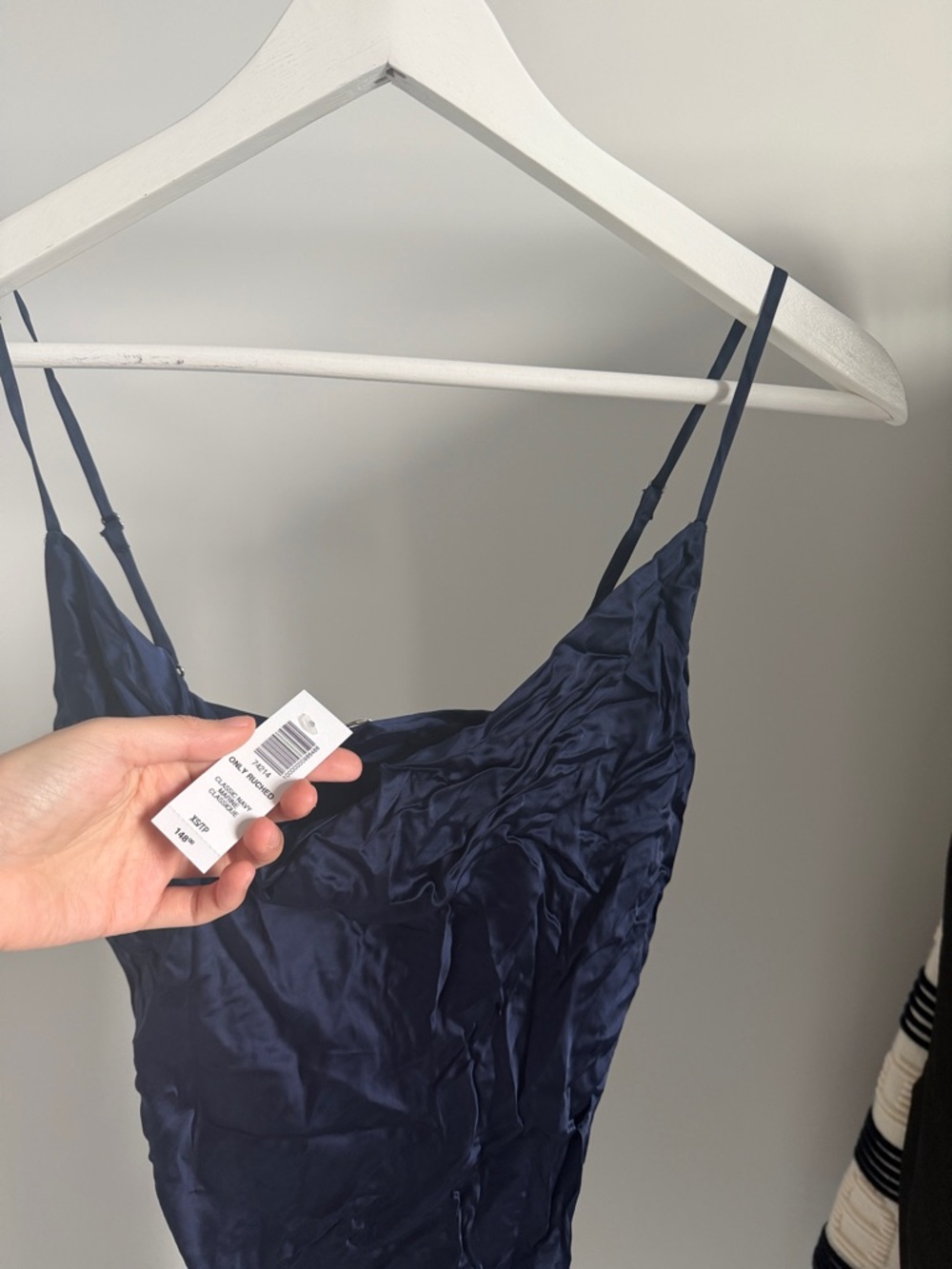Brand New Wilfred Navy Blue Satin Midi Slip Dress